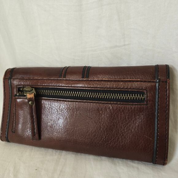 Vintage Fossil Tri-Fold Brown Leather Wallet SL2946 Long Live Vintage *read* - Picture 2 of 15